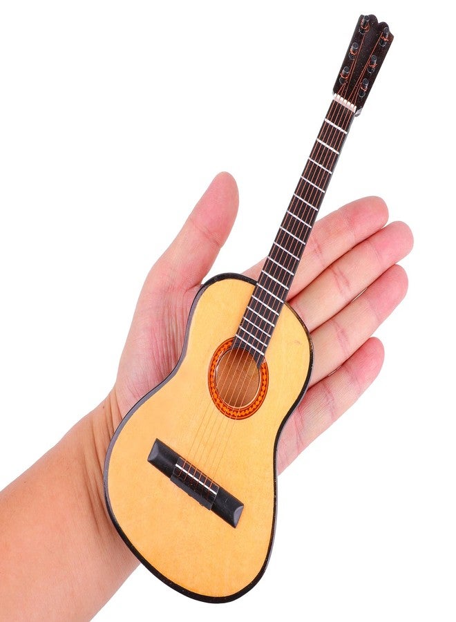 Dselvgvu Wooden Miniature Guitar with Stand and Case Mini Musical Instrument Guitar Replica Collectible Figurines Dollhouse Accessories Model Home Decoration Display Ornament (9.84"x3.62"x1.18") - Image 2